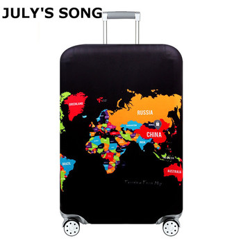 JULY'S SONG World Map Suitcase Protective Cover Travel Accessories Elastic Luggage Dust Cover Apply to 18''-32'' Case Cover